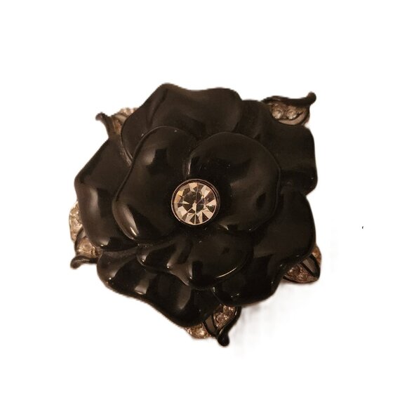 Kenneth Lane KJL vintage Black Rose Brooch - Picture 3 of 5